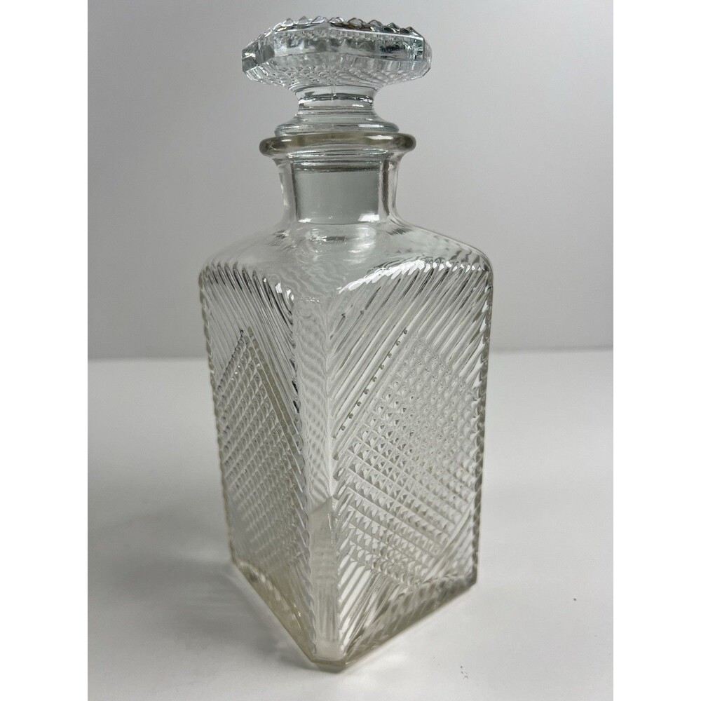 Liquor Decanter Old Mr. Boston Vintage Intricate Diamond Square Cut Art Deco￼